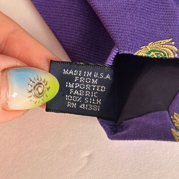Polo Ralph Lauren 100% Silk Neck Tie Made in USA Purple - Picture 12 of 12